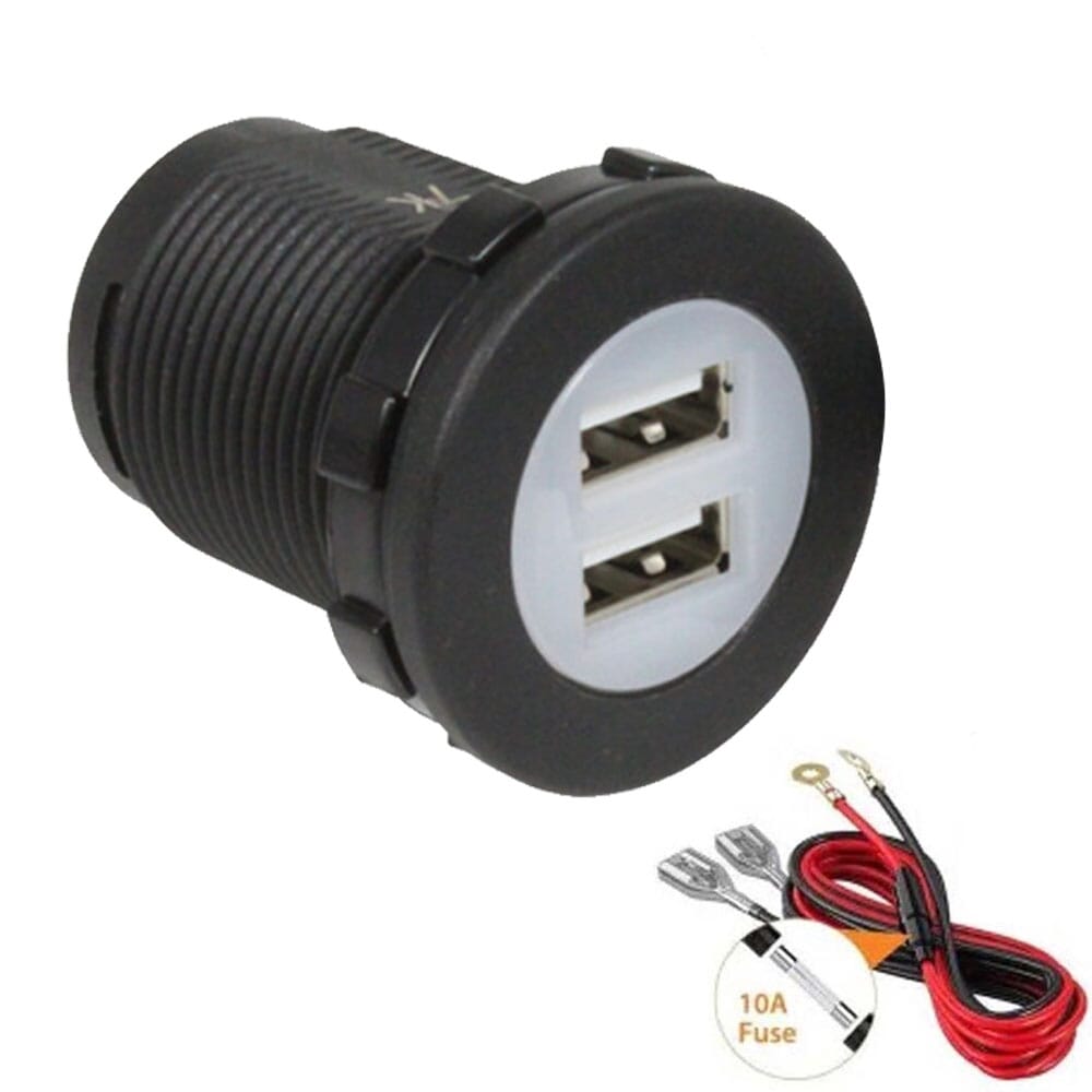 12V USB Autolader 2 Poorten Inbouw Met Aansluitkabel 5V 4 2A USB