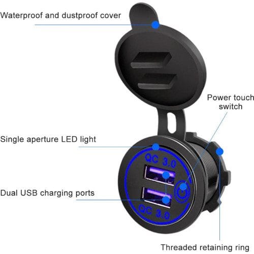 V Usb Autolader Poorten Inbouw Met Aansluitkabel V A Usb