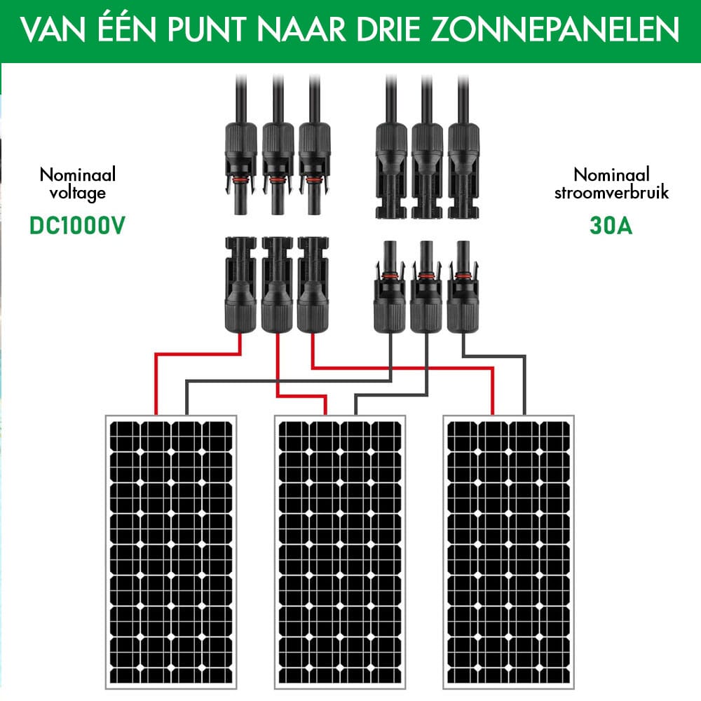 Mc4 Zonnepaneel Y Splitter Solar Mc4 Connector Ip67 3 Female Naar 1 Male 3 Male Naar 1 8130